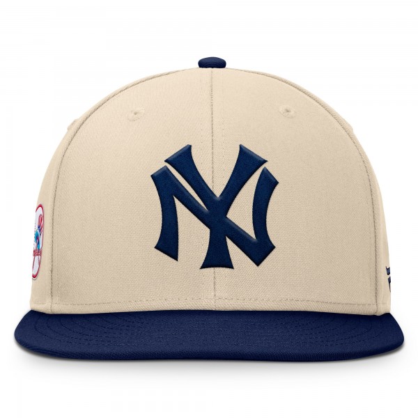 New York Yankees Fanatics Natural/Navy Cooperstown Collection Bounder Snapback Hat