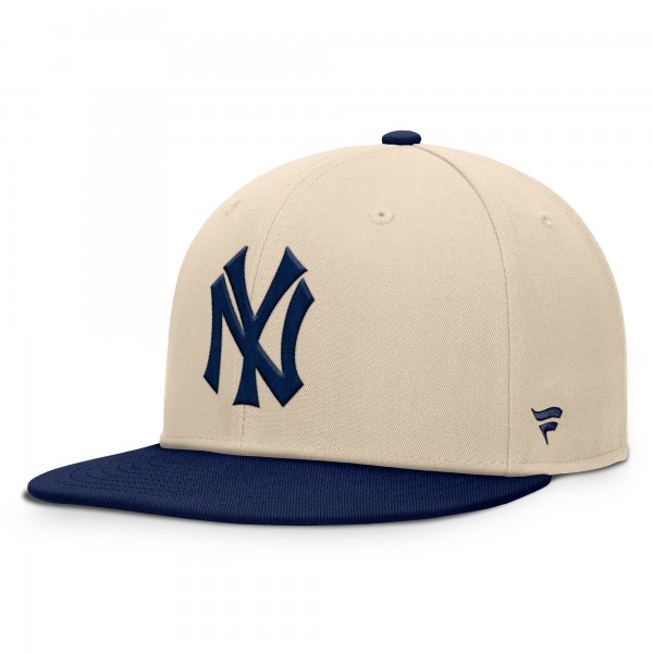 New York Yankees Fanatics Natural/Navy Cooperstown Collection Bounder Snapback Hat