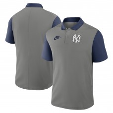 New York Yankees Nike Gray/Navy Cooperstown Collection Color-Block Victory Dri-FIT Polo