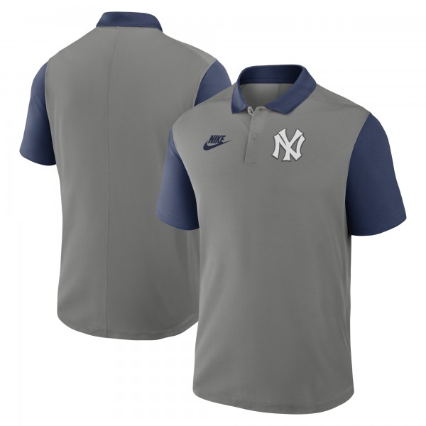 New York Yankees Nike Gray/Navy Cooperstown Collection Color-Block Victory Dri-FIT Polo