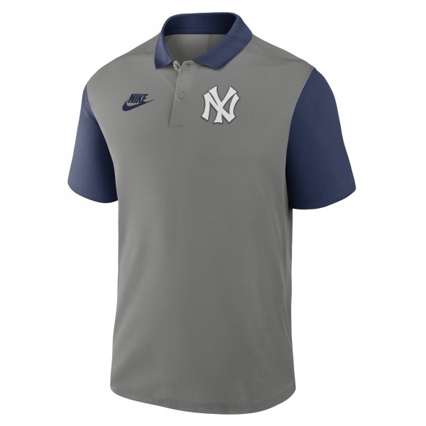 New York Yankees Nike Gray/Navy Cooperstown Collection Color-Block Victory Dri-FIT Polo