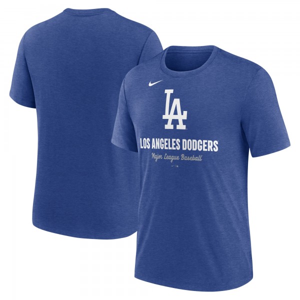 Los Angeles Dodgers Nike Heather Royal Logo Tri-Blend T-Shirt
