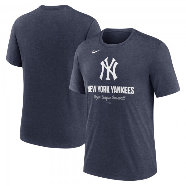 New York Yankees Nike Heather Navy Logo Tri-Blend T-Shirt