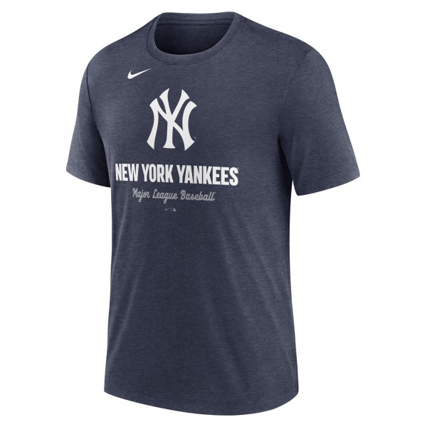 New York Yankees Nike Heather Navy Logo Tri-Blend T-Shirt