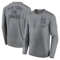 New York Yankees Nike Heather Charcoal 2-Hit Legend Dri-FIT Long Sleeve T-Shirt