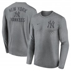 New York Yankees Nike Heather Charcoal 2-Hit Legend Dri-FIT Long Sleeve T-Shirt