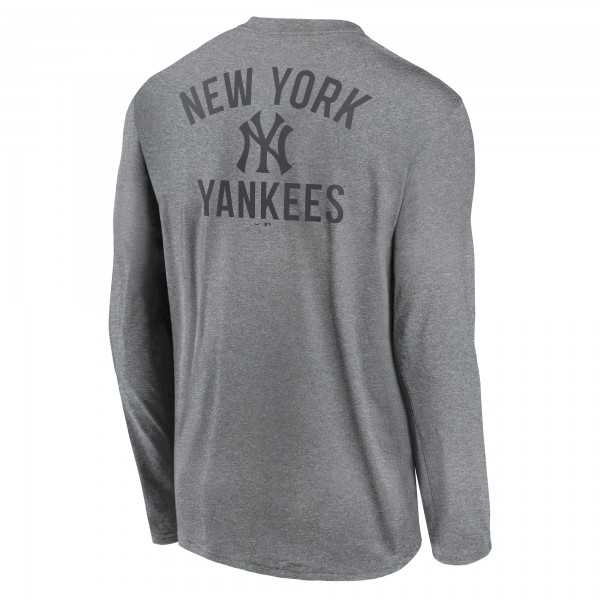 New York Yankees Nike Heather Charcoal 2-Hit Legend Dri-FIT Long Sleeve T-Shirt