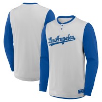 Los Angeles Dodgers Fanatics Gray/Royal Clubhouse Long Sleeve Henley Shirt