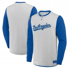 Los Angeles Dodgers Fanatics Gray/Royal Clubhouse Long Sleeve Henley Shirt