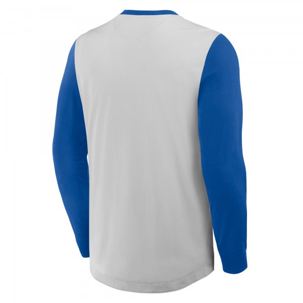 Los Angeles Dodgers Fanatics Gray/Royal Clubhouse Long Sleeve Henley Shirt