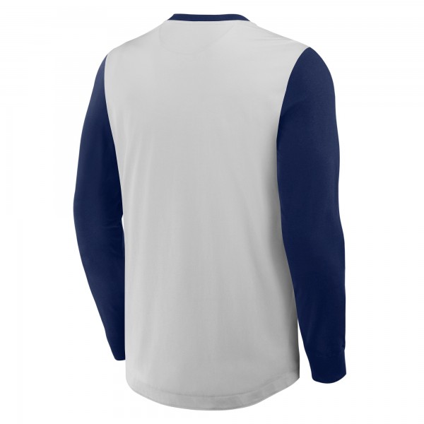 New York Yankees Fanatics Gray/Navy Clubhouse Long Sleeve Henley Shirt