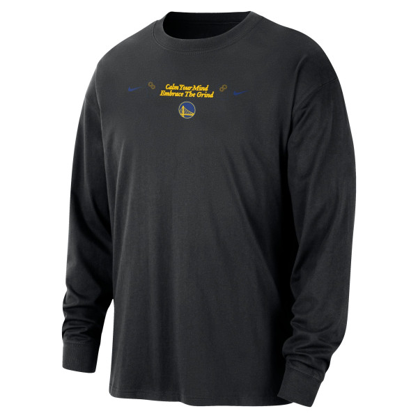 Футболка с длинным рукавом Golden State Warriors Nike Black Courtside Oversized
