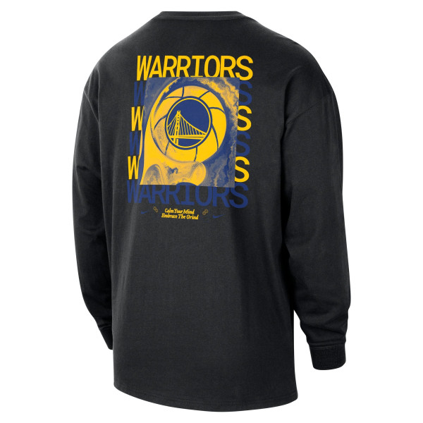 Футболка с длинным рукавом Golden State Warriors Nike Black Courtside Oversized