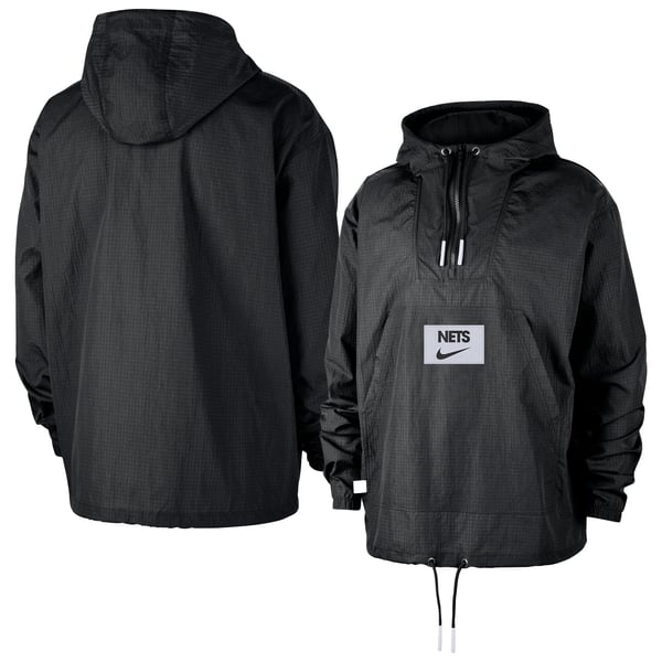 Толстовка Brooklyn Nets Nike Black Courtside Premium Club Anorak Quarter-Zip Jacket