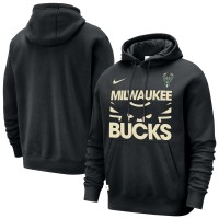 Milwaukee Bucks Nike Black Courtside Club Pullover Hoodie