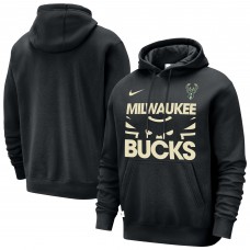 Milwaukee Bucks Nike Black Courtside Club Pullover Hoodie