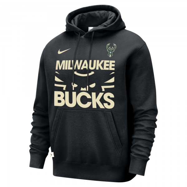 Milwaukee Bucks Nike Black Courtside Club Pullover Hoodie
