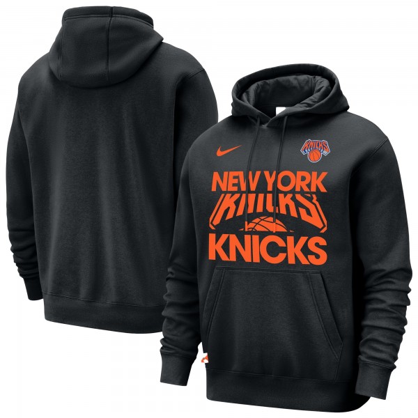 New York Knicks Nike Black Courtside Club Pullover Hoodie
