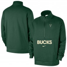 Milwaukee Bucks Nike Hunter Green Courtside Club Half-Zip Jacket