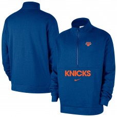 New York Knicks Nike Blue Courtside Club Half-Zip Jacket