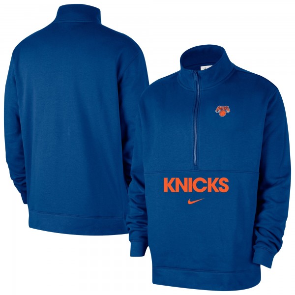 New York Knicks Nike Blue Courtside Club Half-Zip Jacket