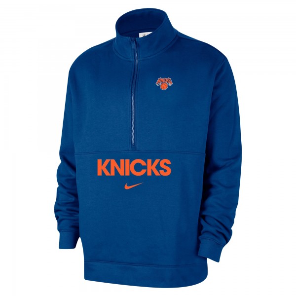 New York Knicks Nike Blue Courtside Club Half-Zip Jacket