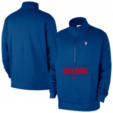 Philadelphia 76ers Nike Blue Courtside Club Half-Zip Jacket