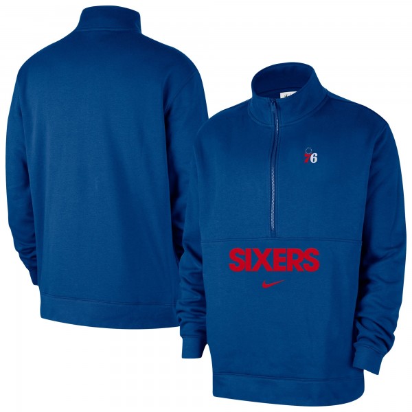 Philadelphia 76ers Nike Blue Courtside Club Half-Zip Jacket