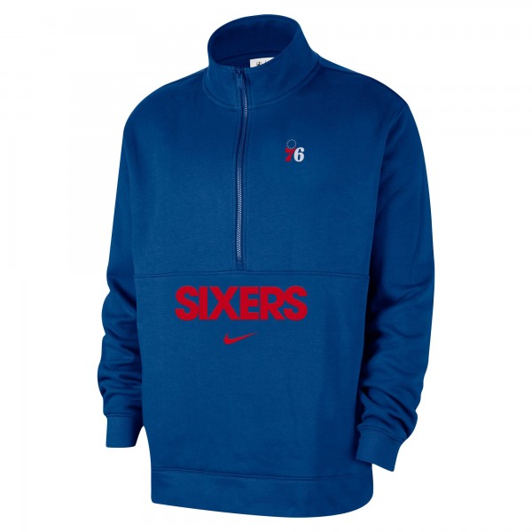 Philadelphia 76ers Nike Blue Courtside Club Half-Zip Jacket