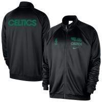 Boston Celtics Nike Black Courtside Pique Club Full-Zip Track Jacket