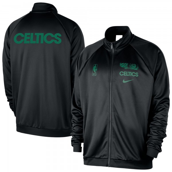 Boston Celtics Nike Black Courtside Pique Club Full-Zip Track Jacket