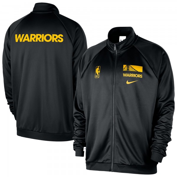 Golden State Warriors Nike Black Courtside Pique Club Full-Zip Track Jacket