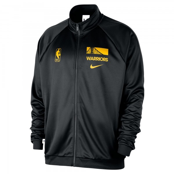 Golden State Warriors Nike Black Courtside Pique Club Full-Zip Track Jacket
