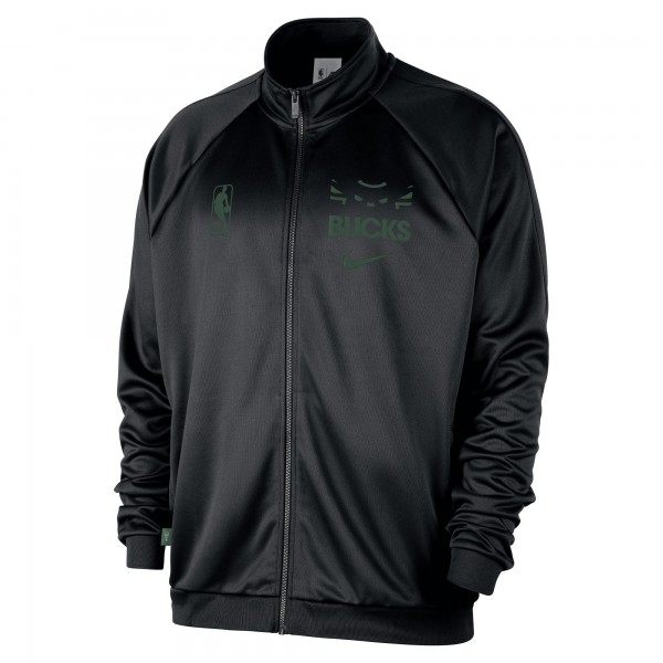 Milwaukee Bucks Nike Black Courtside Pique Club Full-Zip Track Jacket