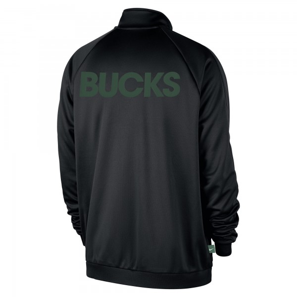 Milwaukee Bucks Nike Black Courtside Pique Club Full-Zip Track Jacket