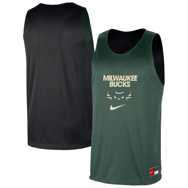 Milwaukee Bucks Nike Hunter Green/Black Courtside Reversible Mesh Practice Jersey