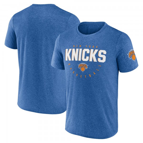 New York Knicks Logo Athletic Heather Blue Block Practice Performance T-Shirt
