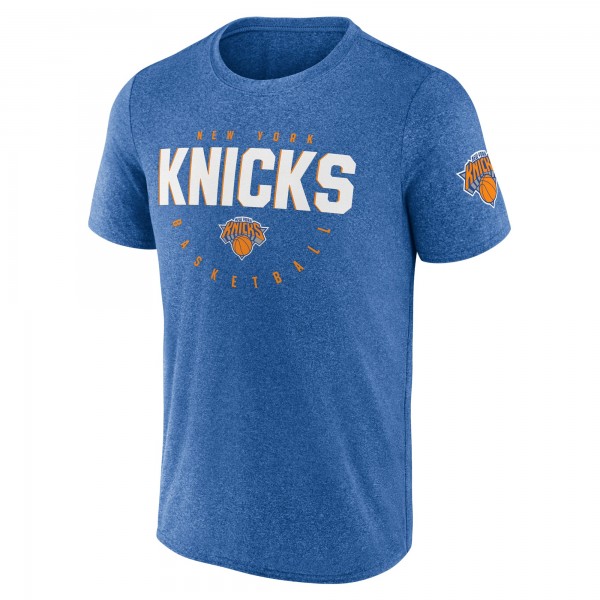 New York Knicks Logo Athletic Heather Blue Block Practice Performance T-Shirt