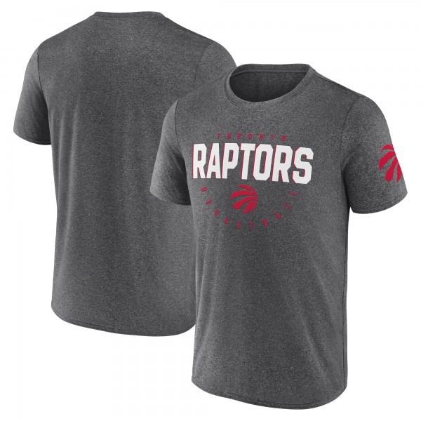 Toronto Raptors Logo Athletic Heather Charcoal Block Practice Performance T-Shirt