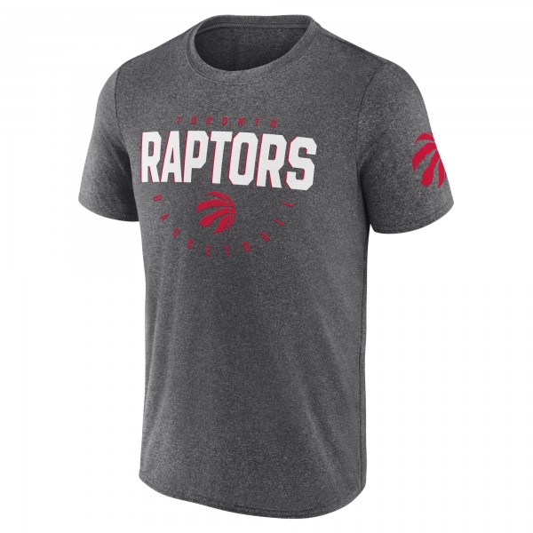 Toronto Raptors Logo Athletic Heather Charcoal Block Practice Performance T-Shirt