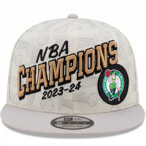 Бейсболка Boston Celtics New Era 2024 NBA Finals Champions Locker Room 9FIFTY - Cream