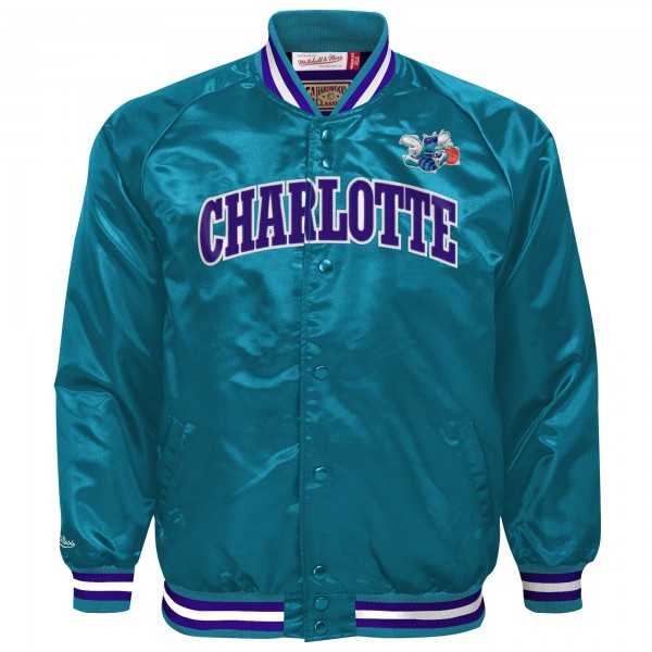 Бомбер Charlotte Hornets Mitchell & Ness Youth Hardwood Classics Satin Raglan - Teal