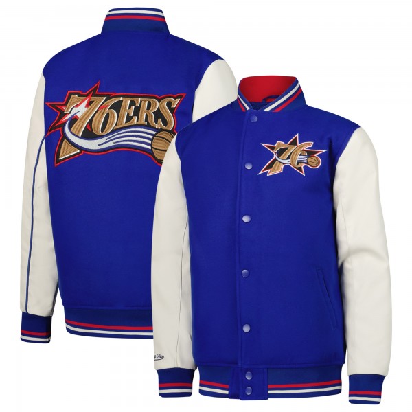 Подростковая Philadelphia 76ers Mitchell & Ness Royal Full-Snap Varsity Jacket