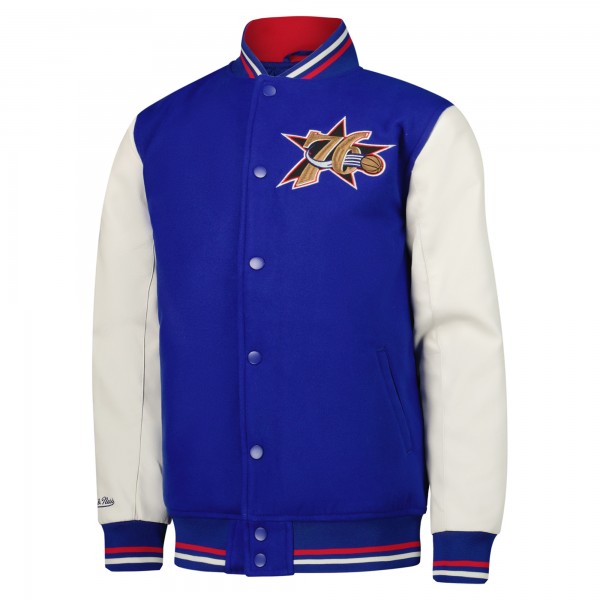 Подростковая Philadelphia 76ers Mitchell & Ness Royal Full-Snap Varsity Jacket