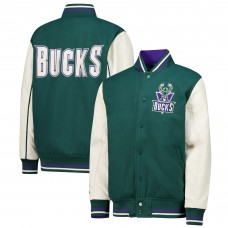 Подростковая Milwaukee Bucks Mitchell & Ness Hunter Green Full-Snap Varsity Jacket
