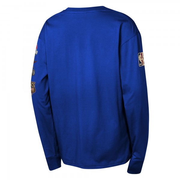 Подростковая Philadelphia 76ers Mitchell & Ness Royal Hardwood Classics All Over Long Sleeve T-Shirt