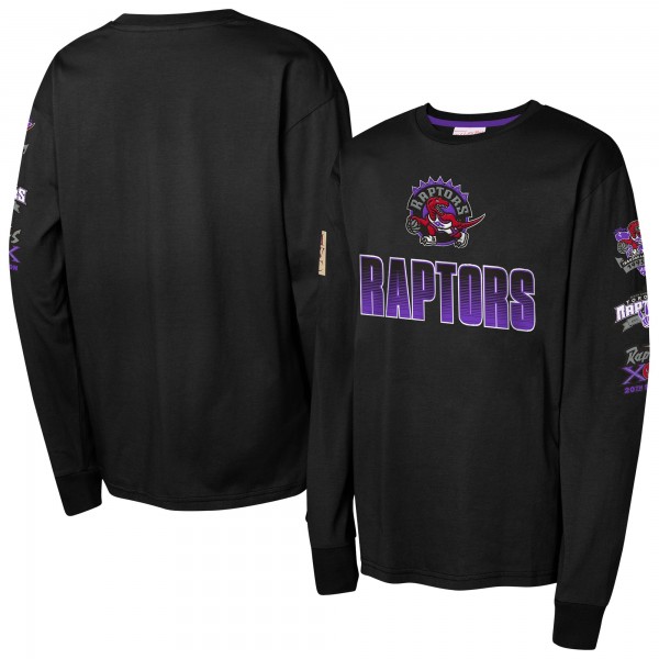 Подростковая Toronto Raptors Mitchell & Ness Black Hardwood Classics All Over Long Sleeve T-Shirt