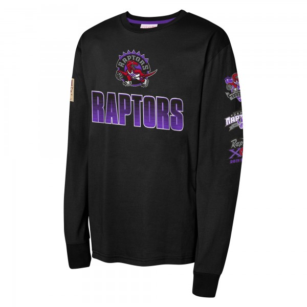 Подростковая Toronto Raptors Mitchell & Ness Black Hardwood Classics All Over Long Sleeve T-Shirt