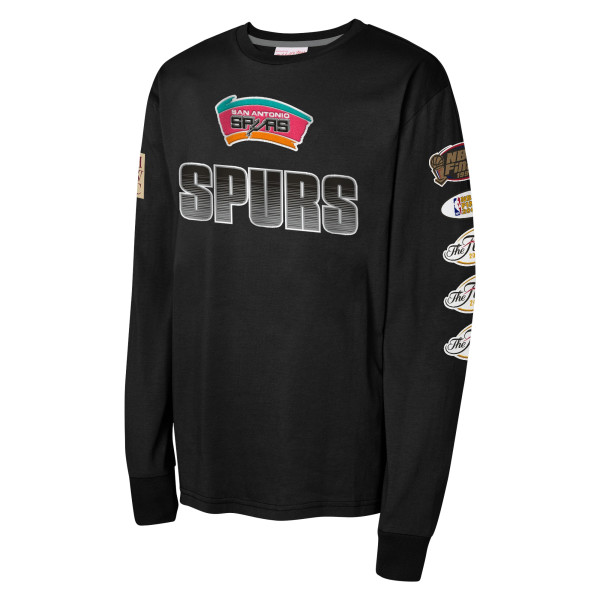 Подростковая San Antonio Spurs Mitchell & Ness Black Hardwood Classics All Over Long Sleeve T-Shirt