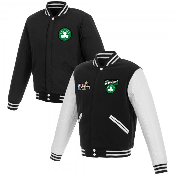 Boston Celtics JH Design 2024 NBA Finals Champions Reversible Fleece & Faux Leather Full-Snap Jacket - Black